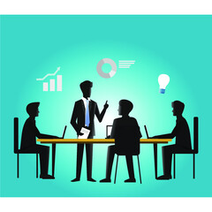 a businessman is explaining something to three other business partners