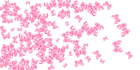 Magic pink butterflies abstract vector illustration. Summer funny insects. Decorative butterflies abstract dreamy background. Sensitive wings moths graphic design. Nature creatures.