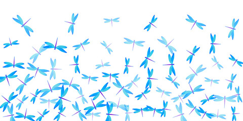 Exotic cyan blue dragonfly isolated vector background. Summer vivid insects. Decorative dragonfly isolated fantasy wallpaper. Gentle wings damselflies graphic design. Garden creatures
