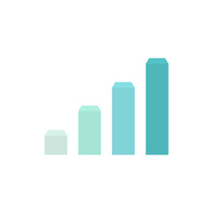 Growth graph isometric chart. Blue square business infographic element for reports and presentations. Statistics information. Vector isolated on white