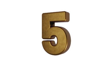 Digit number alphabet golden metallic glossy letter. 3d rendering illustration