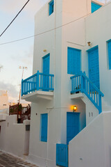 Fototapeta premium Blue door frames in Mykonos island Greece