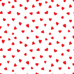 Hearts seamless pattern. Hand drawn various shape hearts endless background. Part of set.