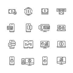 Online mobile banking icons set. Pixel perfect