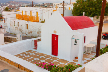 Red Church at Mykonos island in Greece