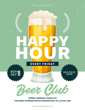 Beer Happy Hour Poster Flyer Design