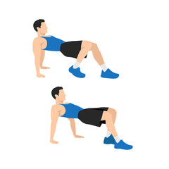 Man doing Crab walks exercise. Flat vector illustration isolated on white background