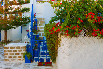 Fototapeta na wymiar Traditional colorful view in Mykonos island cyclades Greece