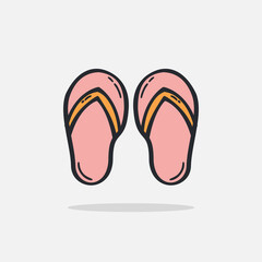 Hand drawn flip flops icon Design Template. vector sketch doodle illustration isolated on white background. Summer vacation and leisure symbol.