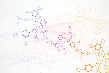 Science network pattern, connecting lines and dots. Technology hexagons structure or molecular connect elements