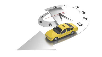 Naklejka premium car taxi rides around arrow clock