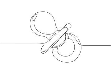 Continuous one line of baby pacifier icon in silhouette on a white background. Linear stylized.Minimalist.