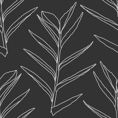 Trendy minimalist seamless botanical pattern with line art composition