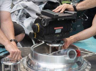 TV at the soccer. Professional digital video camera.
television camera in the stadium . EURO 2020