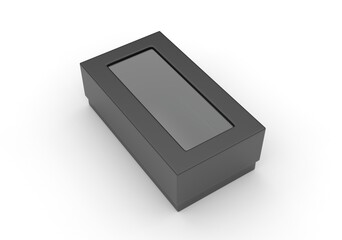 White blank rectangular hard window box for branding mock up template, 3d illustration.