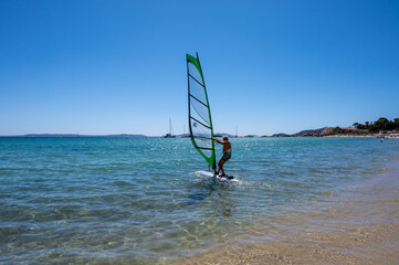 Summer vacation in France on Mediterranean sea, watersport activities in sunny day