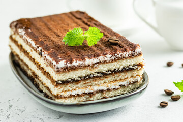 Nutella tiramisu. Space for text.