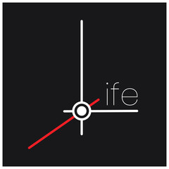 Creative flat vector life logo with simple design for lifetime logo theme. black background with red color 