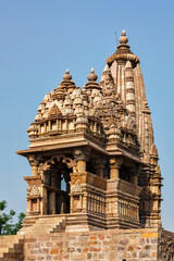 Famous temples of Khajuraho with sculptures, India