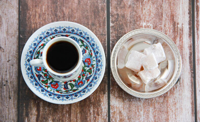 natural turkish coffee in a decorative mug