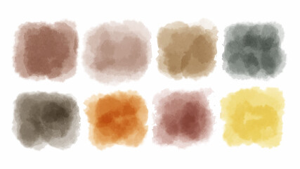Set of pastel colorful watercolor brush isolate on white, vector.