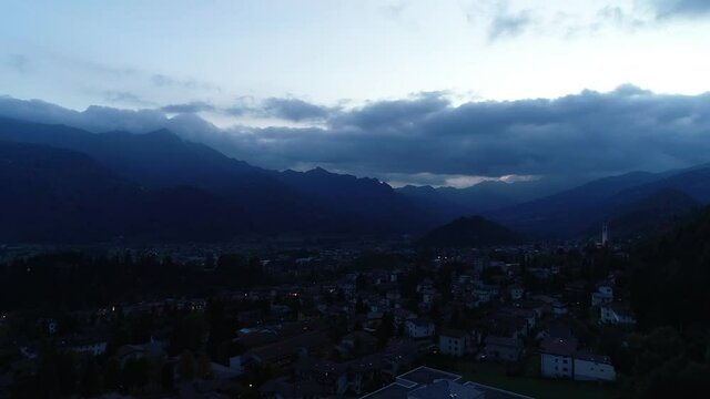 Aerial footage drone view of Clusone, Bergamo Italy // no video editing
