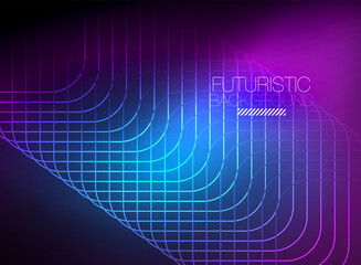 Neon color square shape lines abstract background. Shiny magic energy and motion concept, vector abstract wallpaper background