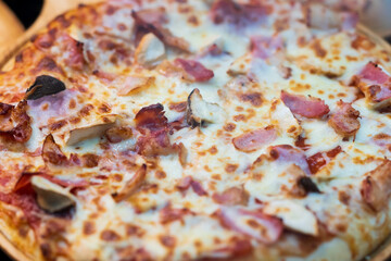 Close up of Mushroom pizza, thai street food market