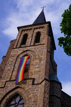 LGBTQ Flag Hanging At Church In Germany