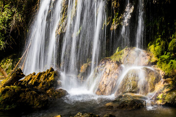 Fototapeta na wymiar Spring in Salt Dels Murris waterfall, La Garrotxa, Girona, Spain