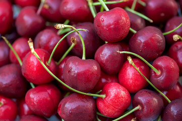 Ripe red cherries. Close  up