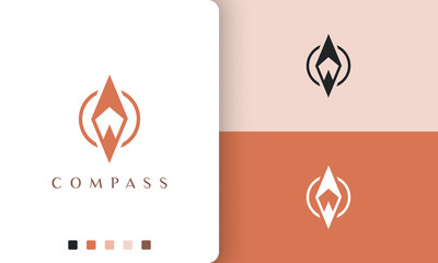backpacker or compass logo vector design with simple and modern style