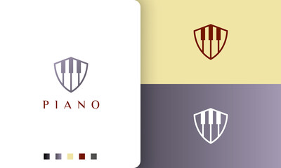 shield piano logo or icon in a simple and modern style