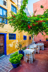 Fototapeta na wymiar Scenic picturesque streets of Chania venetian town. Chania, Creete, Greece