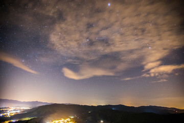 Night sky in Sant Miquel De Castello church, La Garrotxa, Spain