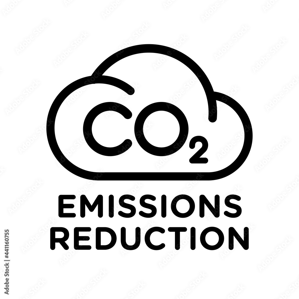 Wall mural CO2 carbon emissions vector concept icon badge