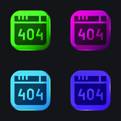 404 Error four color glass button icon