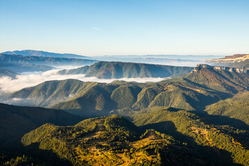 Autumn sunrise in La Garrotxa, Girona, Spain