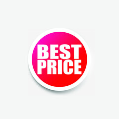 Red round sticker BEST PRICE.  illustration on  background