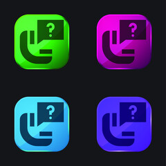 Ask four color glass button icon