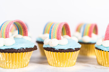 Unicorn rainbow chocolate cupcake