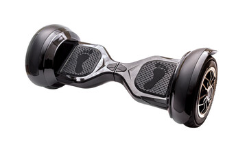 Self-balancing two-wheeled board or hoverboard scooter isolated on white background. Gyroboard: black gyroboard on white background. New movement