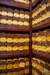 packs of freshly rolled cigars in storage
