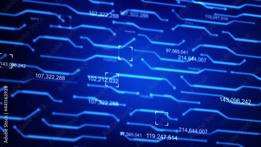 Poster abstract background cyber technology line moving with counter and count down number, technology back