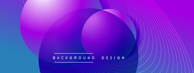 Gradient circles with shadows. Vector techno abstract background. Modern overlapping forms wallpaper background, design template