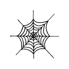 Hand drawing cartoon halloween doodle element. Vector halloween spider web in doodle style. Cute illustration for seasonal design, textile, print, web, mobile and infographics isolated on white