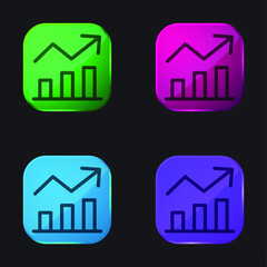 Analytics four color glass button icon