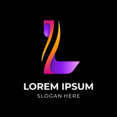 letter L logo design with 3d colorful style
