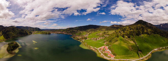 Fototapeta na wymiar Panorama of lake Schliersee