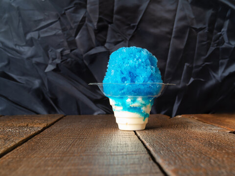 Shaved Ice, Shave Ice Or A Snow Cone Close Up Photograph.